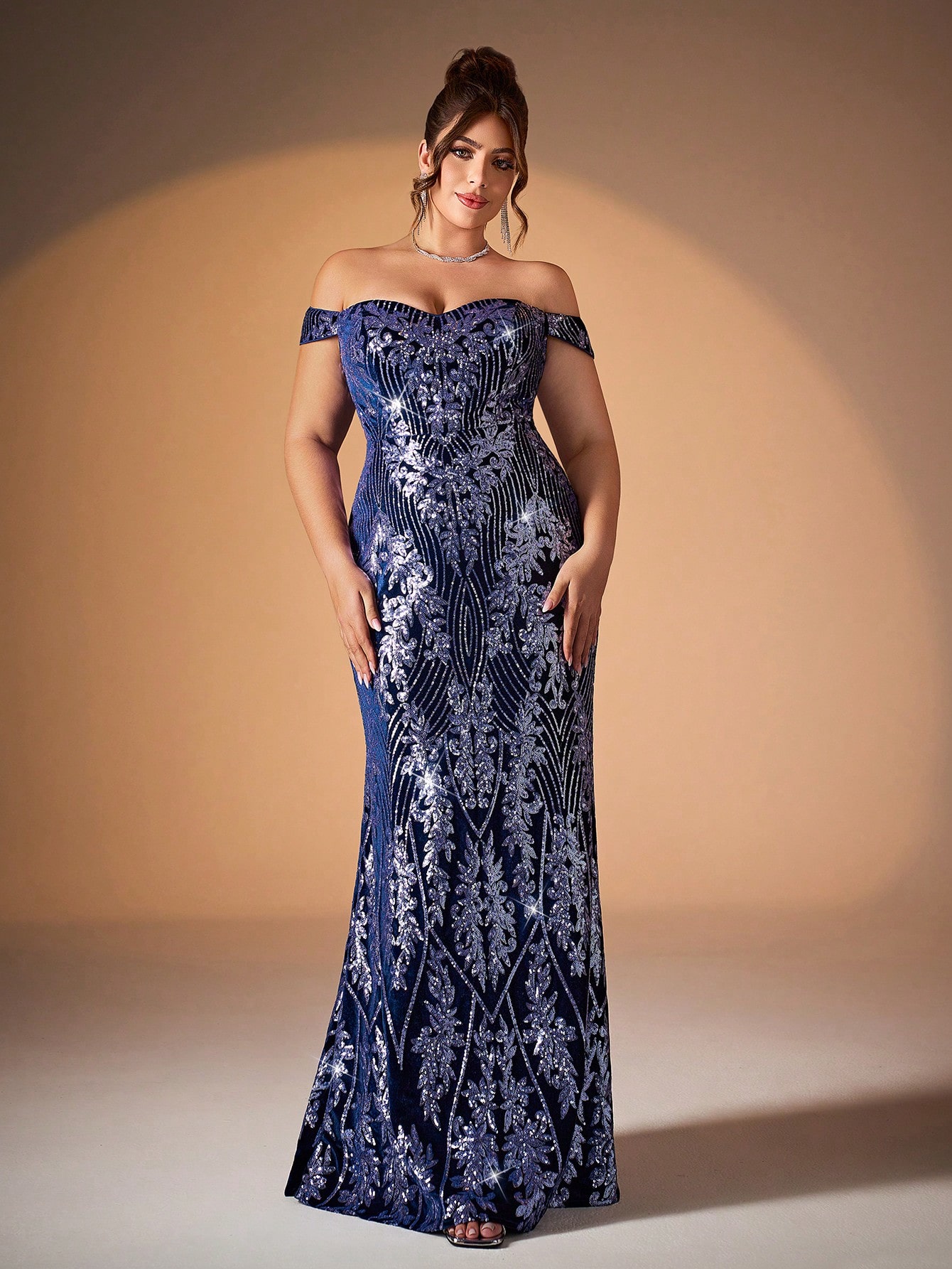 Leely Plus Women's Elegant Off The Shoulder Mermaid Evening Gown
