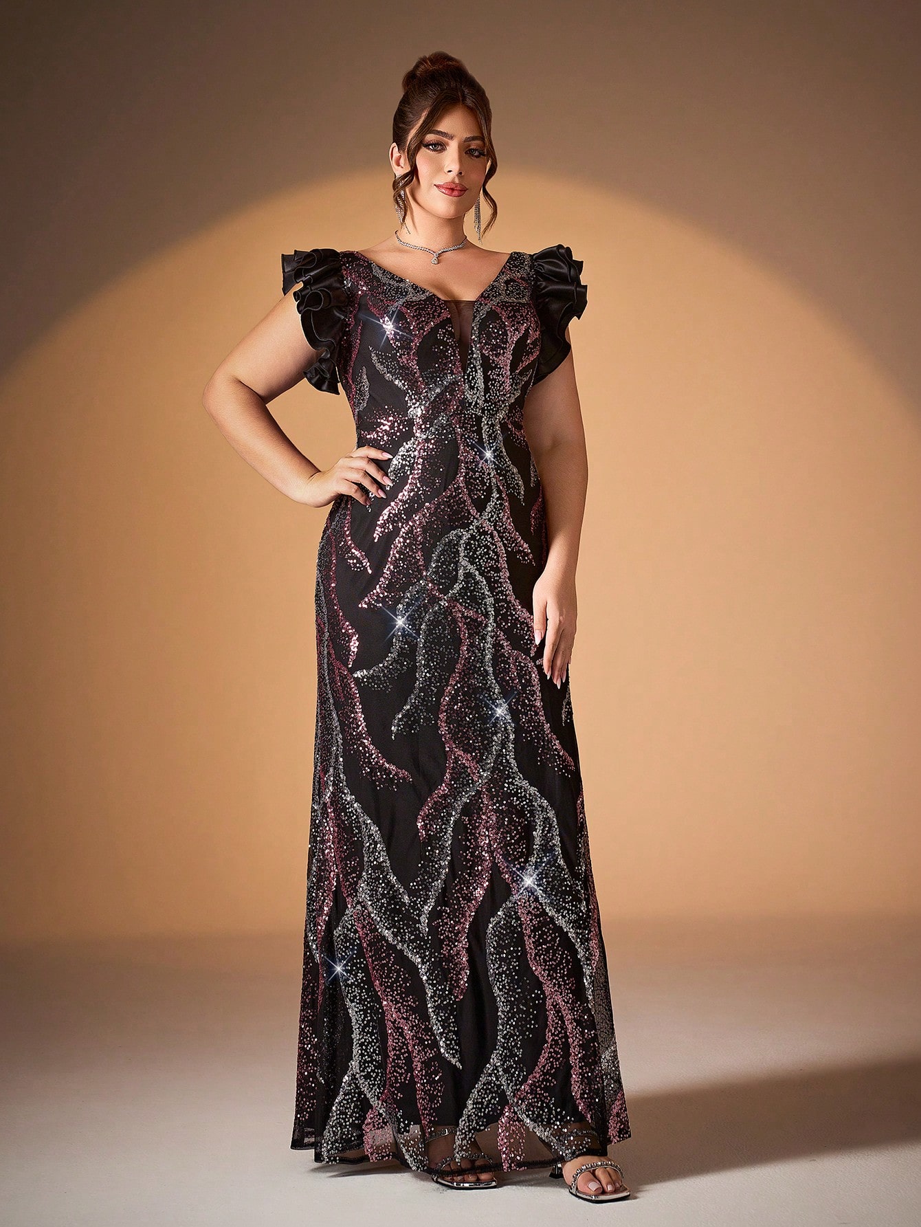 Leely Plus Women's Elegant V Neck Evening Dresses