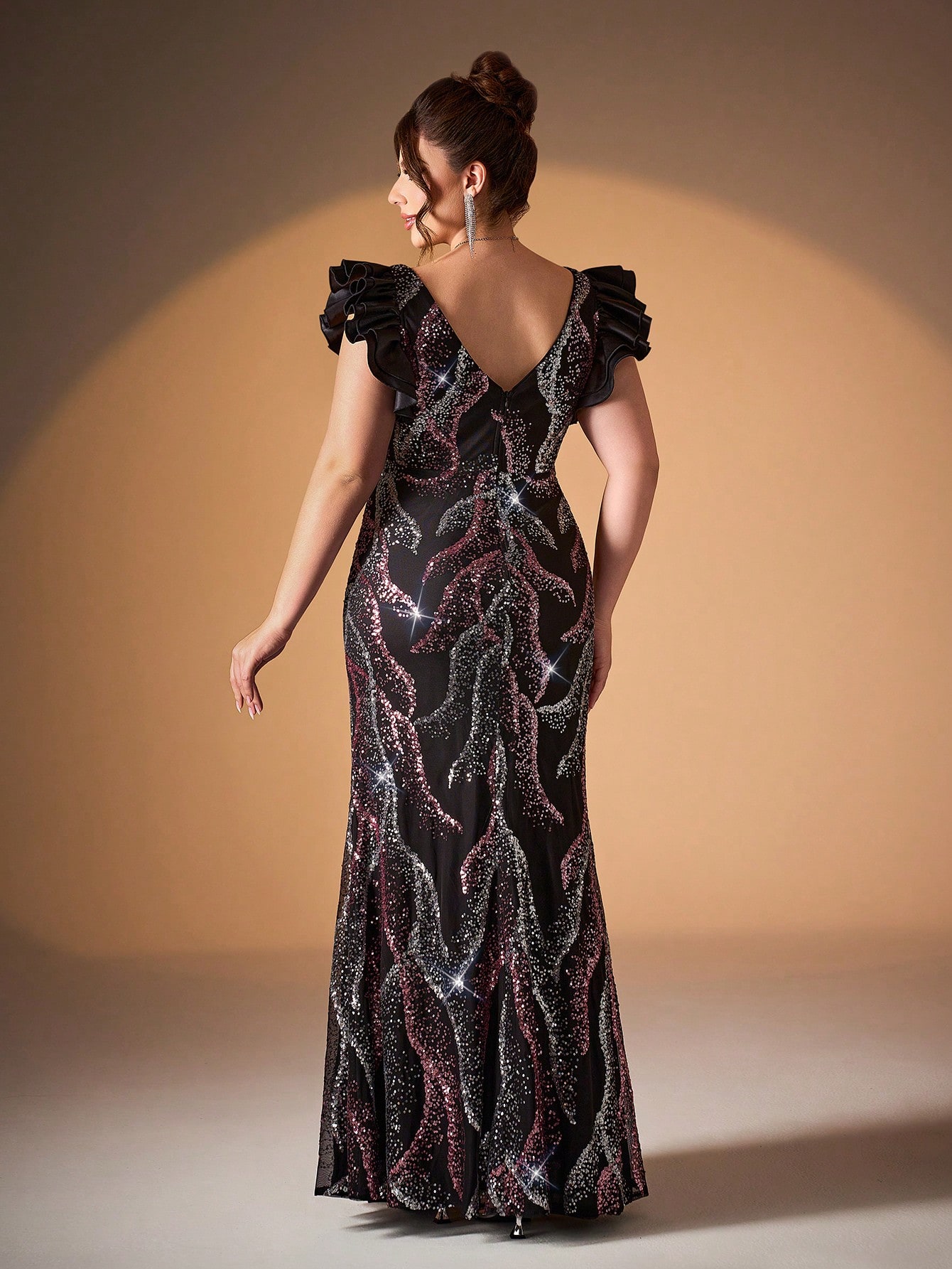Leely Plus Women's Elegant V Neck Evening Dresses