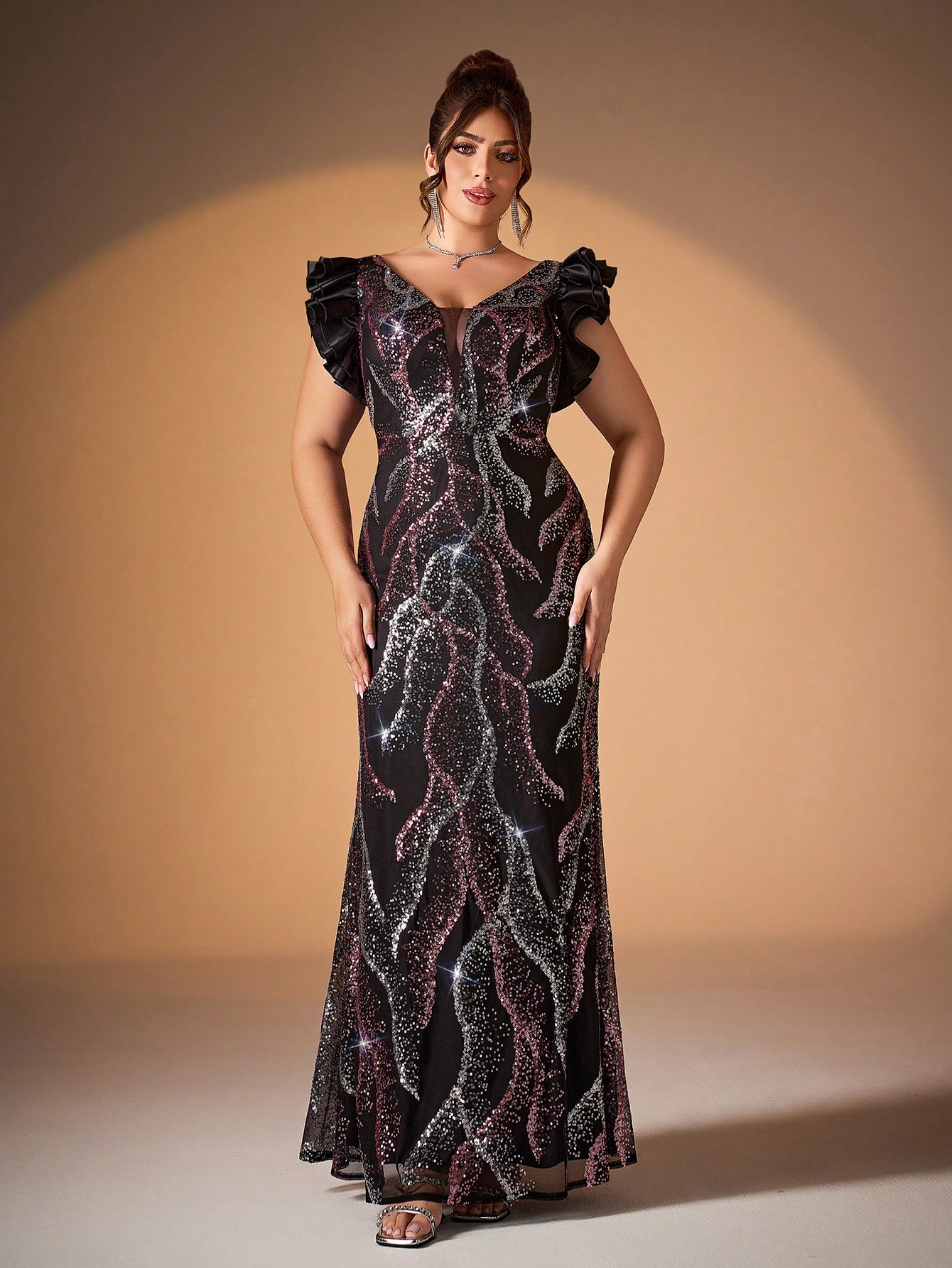 Leely Plus Women's Elegant V Neck Evening Dresses