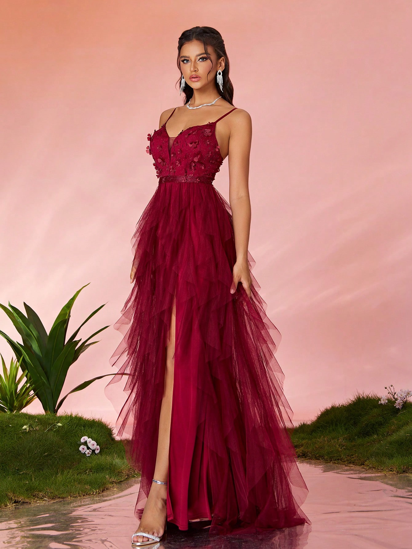 Leely Women's Elegant Spaghetti Straps Sleeveless Prom Dress