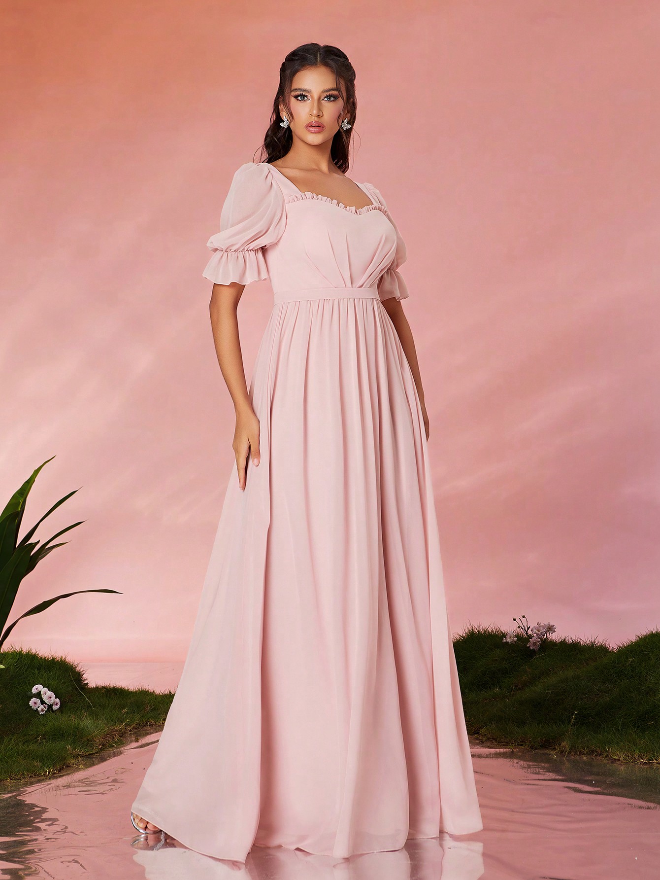 Leely Elegant Sweetheart Half Sleeve Party Dress