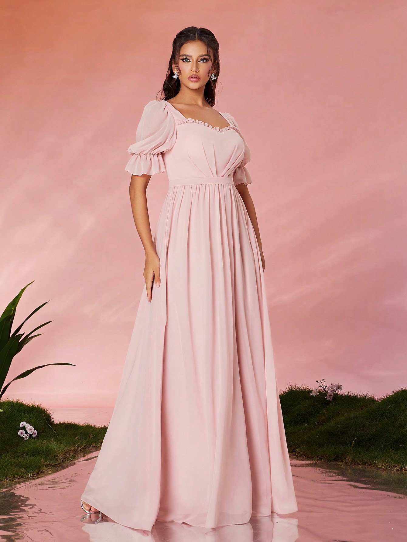Leely Elegant Sweetheart Half Sleeve Party Dress