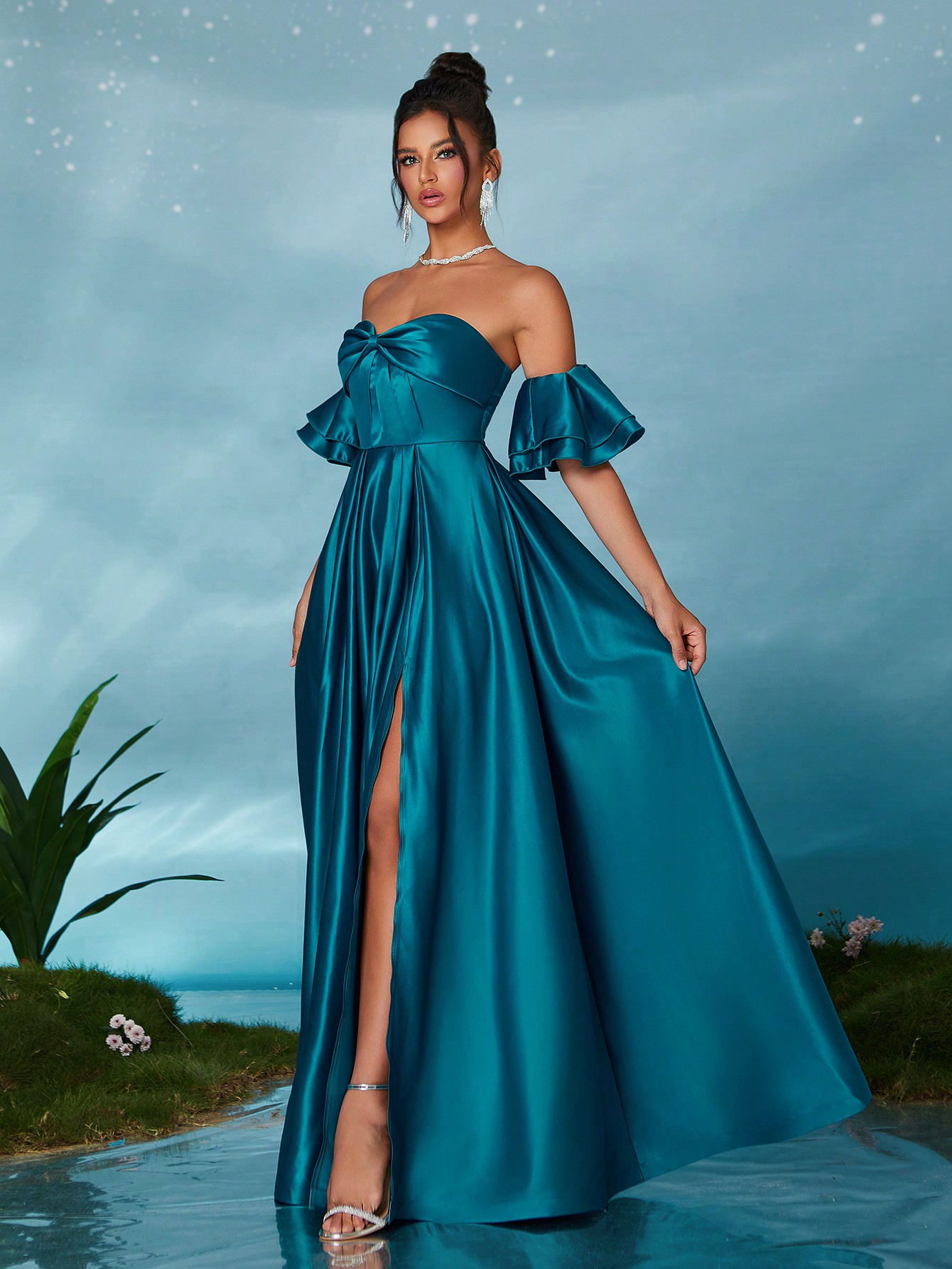 Leely Elegant Strapless Sleeveless Party Dress