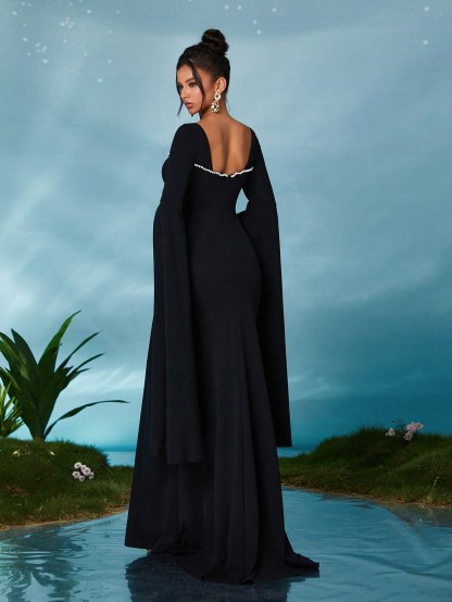 Leely Elegant Sweetheart Extra-Long Sleeve Prom Dress