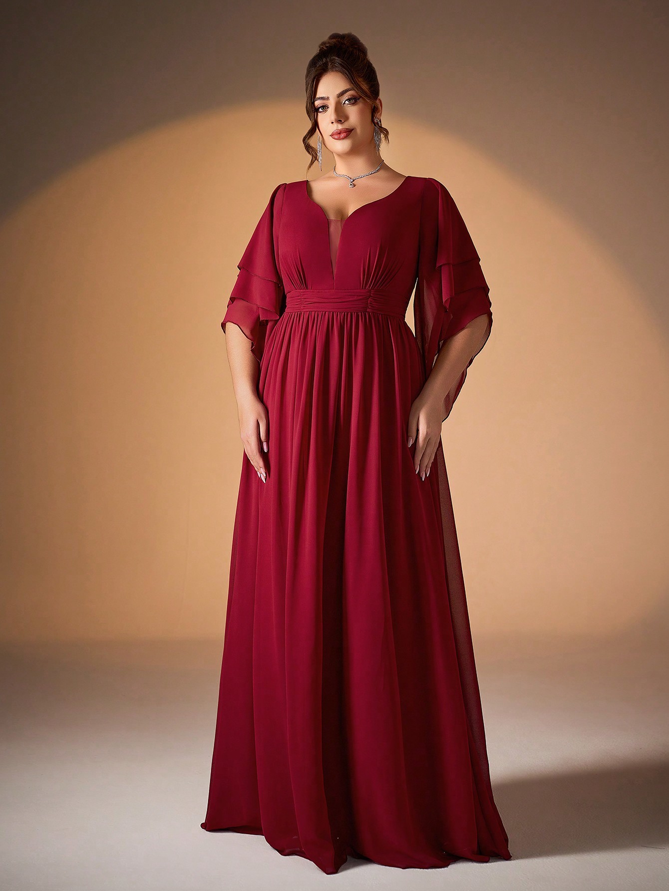 Leely Women's Elegant Sweetheart Cloak Sleeve Lace A-Line Dress