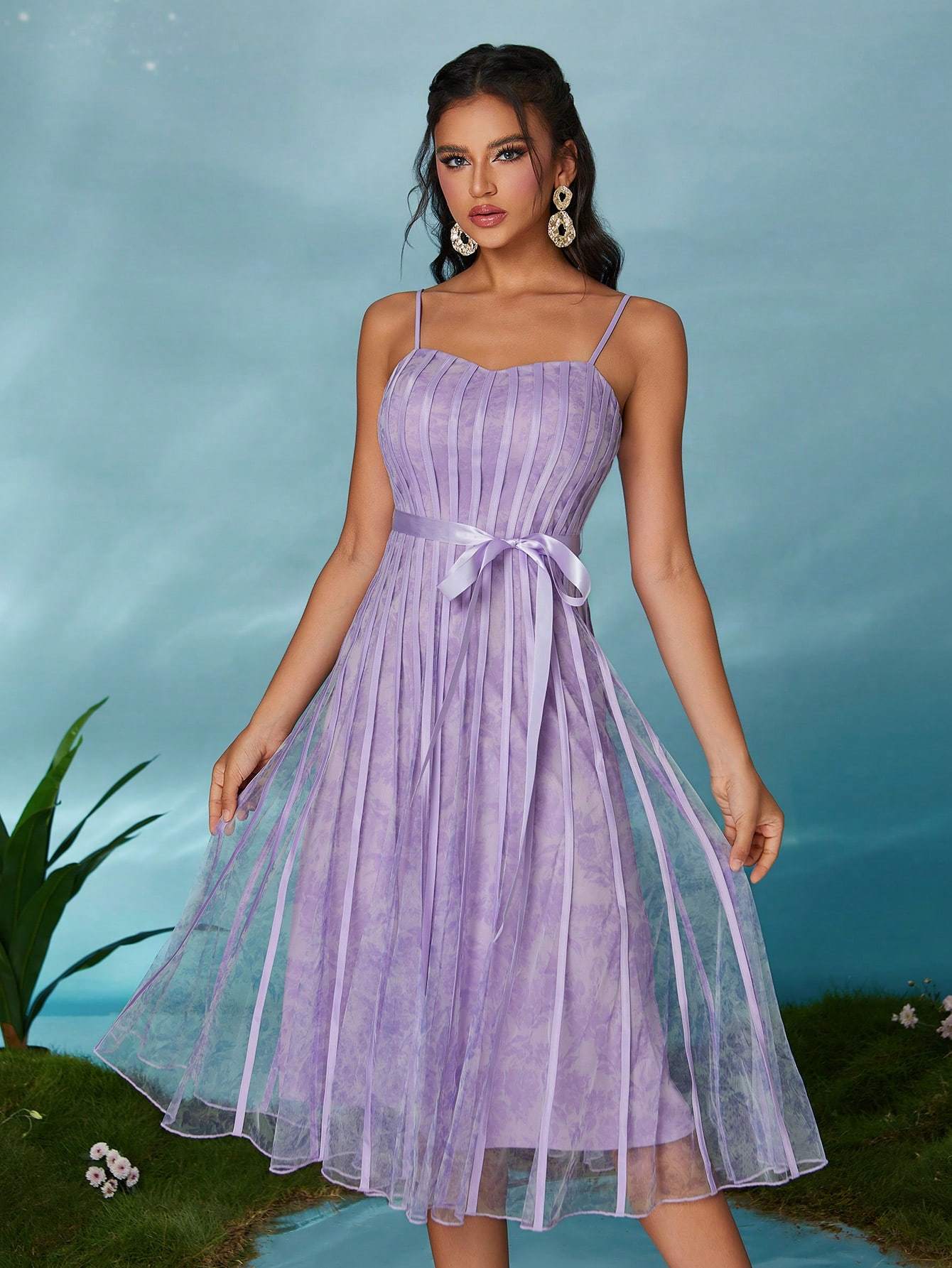 Leely Elegant Spaghetti Straps Sleeveless Party Dress