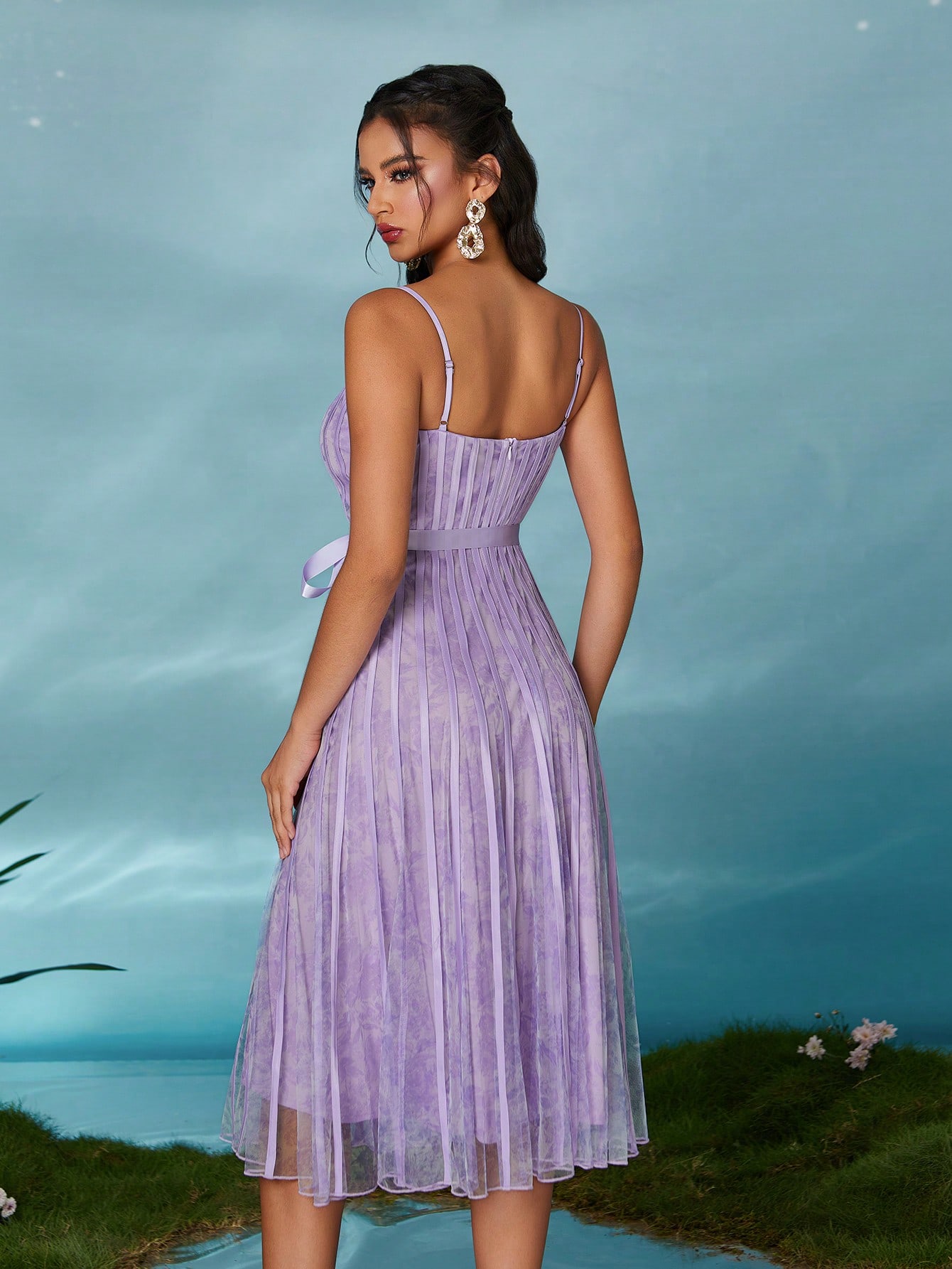 Leely Elegant Spaghetti Straps Sleeveless Party Dress