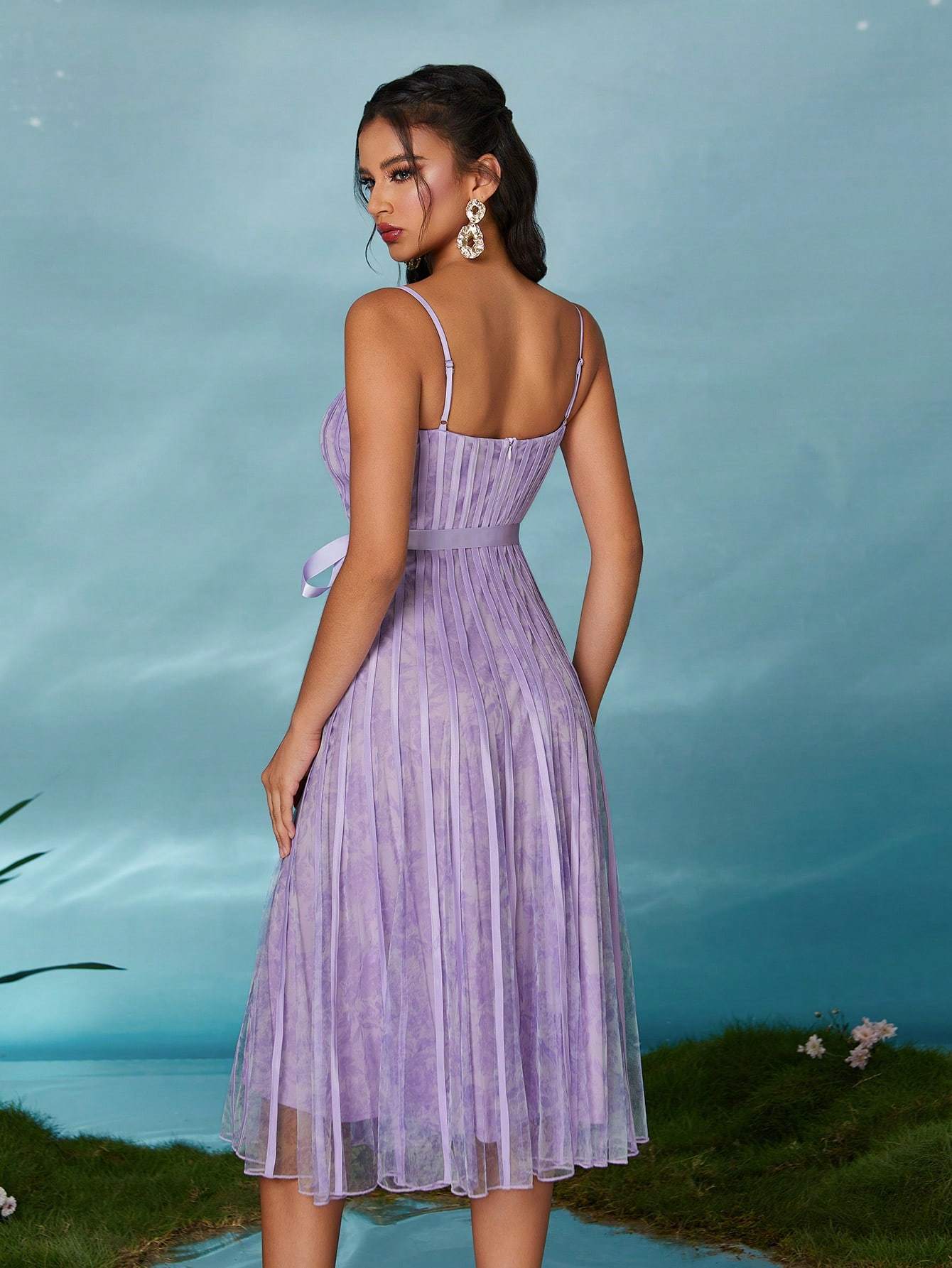 Leely Elegant Spaghetti Straps Sleeveless Party Dress