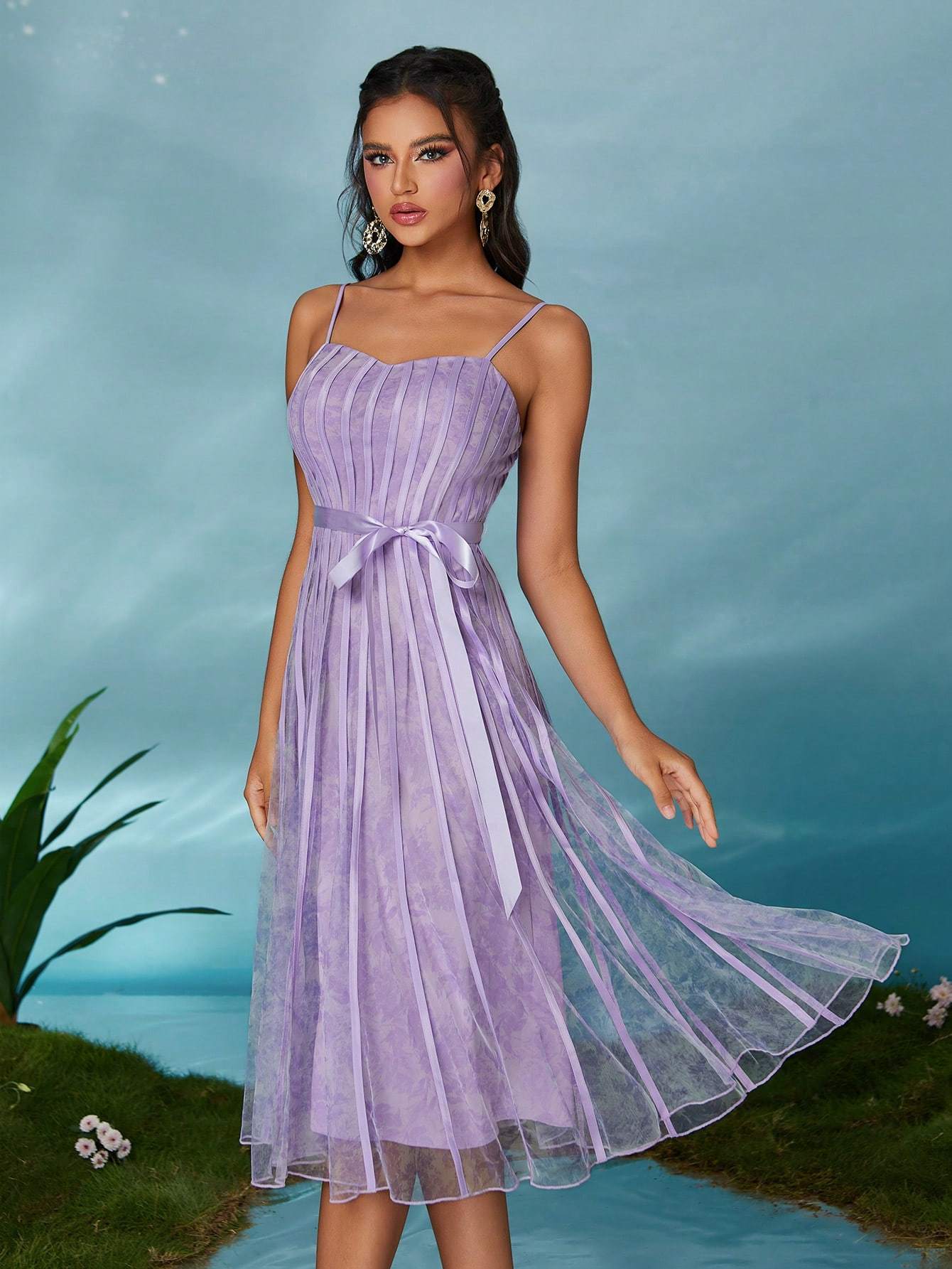 Leely Elegant Spaghetti Straps Sleeveless Party Dress