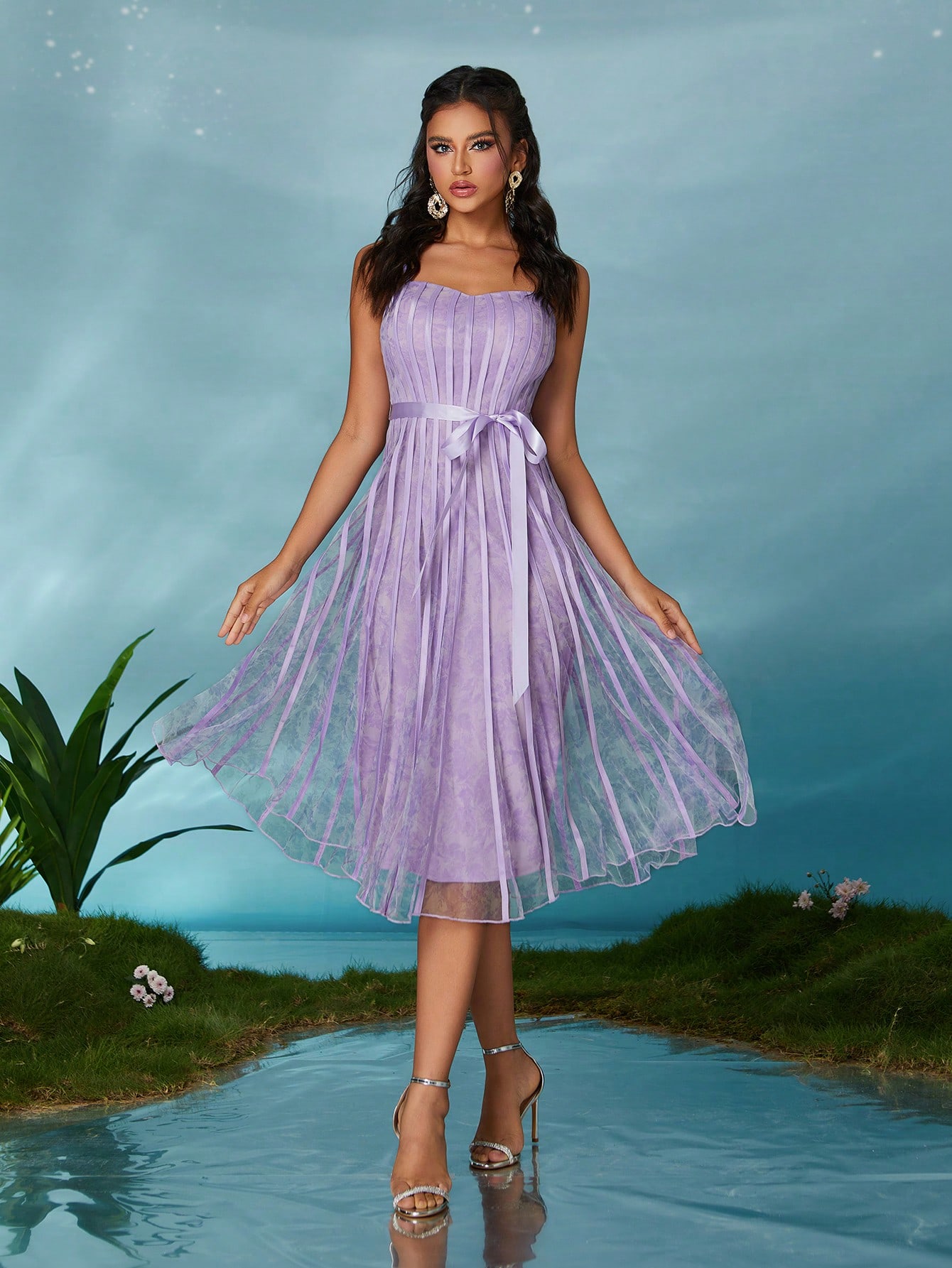 Leely Elegant Spaghetti Straps Sleeveless Party Dress