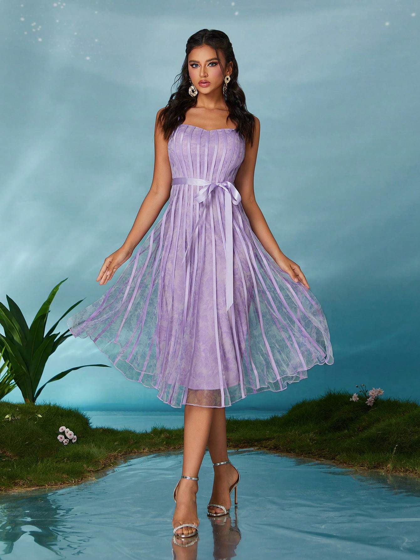 Leely Elegant Spaghetti Straps Sleeveless Party Dress