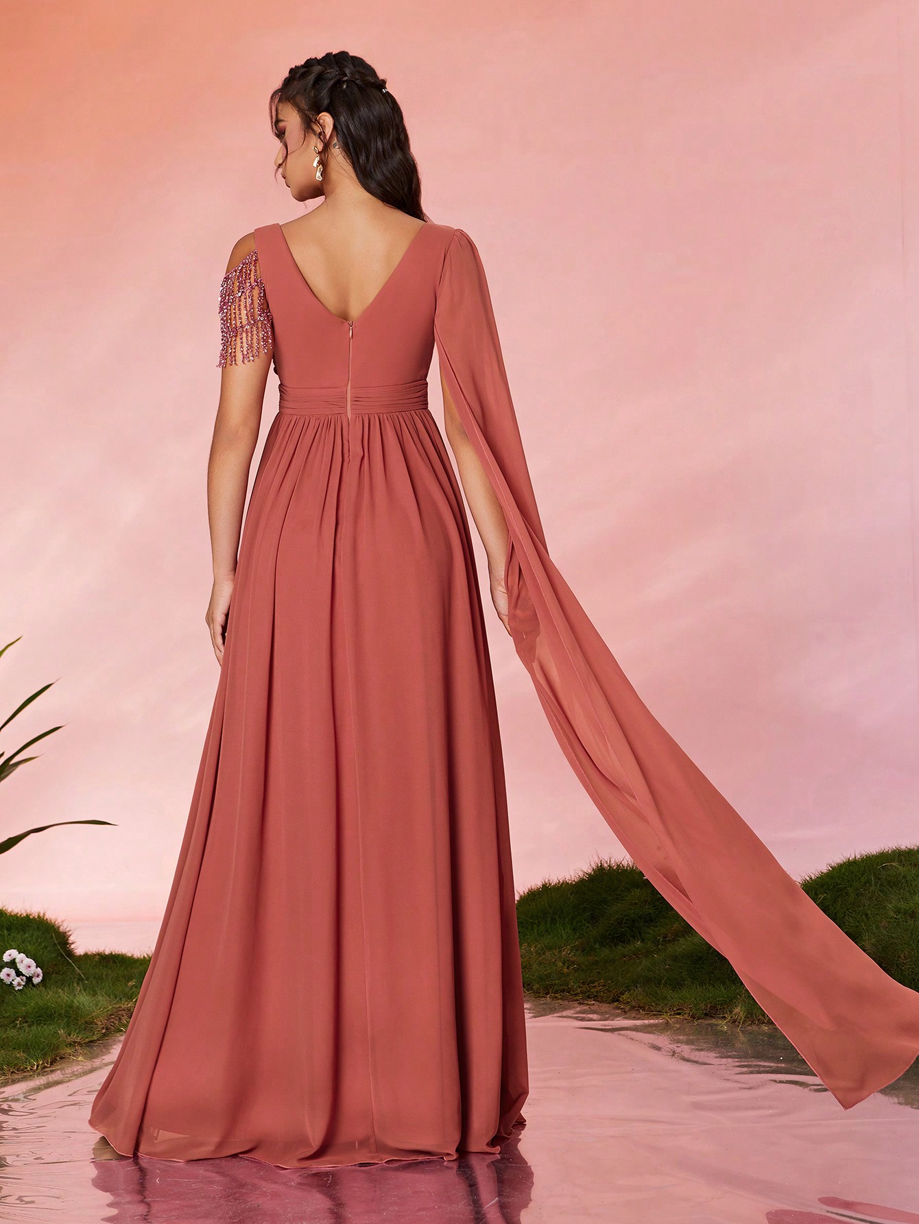 Leely Women's Elegant Asymmetrical Neck Prom Dress