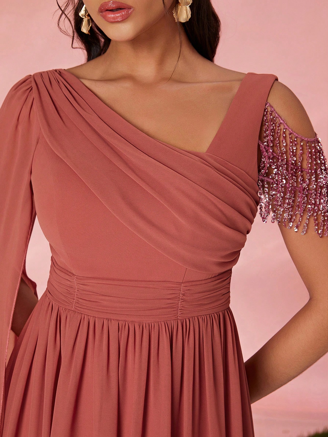 Leely Women's Elegant Asymmetrical Neck Prom Dress