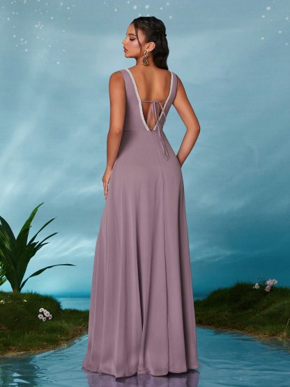 Leely Elegant V Neck Sleeveless Party Dress