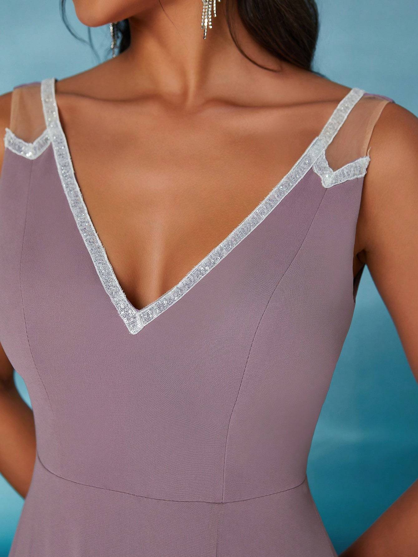 Leely Elegant V Neck Sleeveless Party Dress