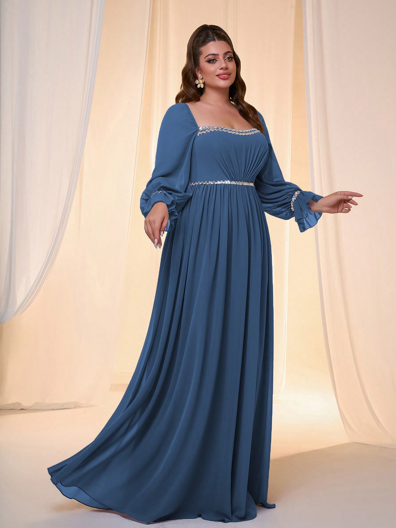 Leely Women's Elegant Sweetheart Cloak Sleeve Lace A-Line Dress