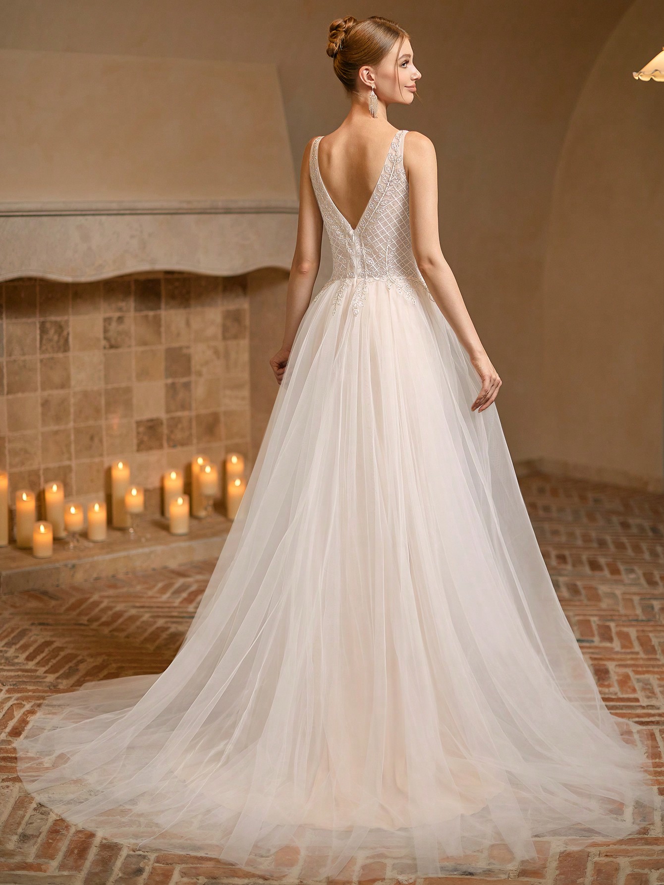 Modecrush Maxi wedding Dress Bridesmaid Dress, Colorful BeadedMesh V-neck Elegant Backless Dress
