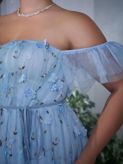 Leely Plus Women's Elegant Off The Shoulder A-line Party Dress