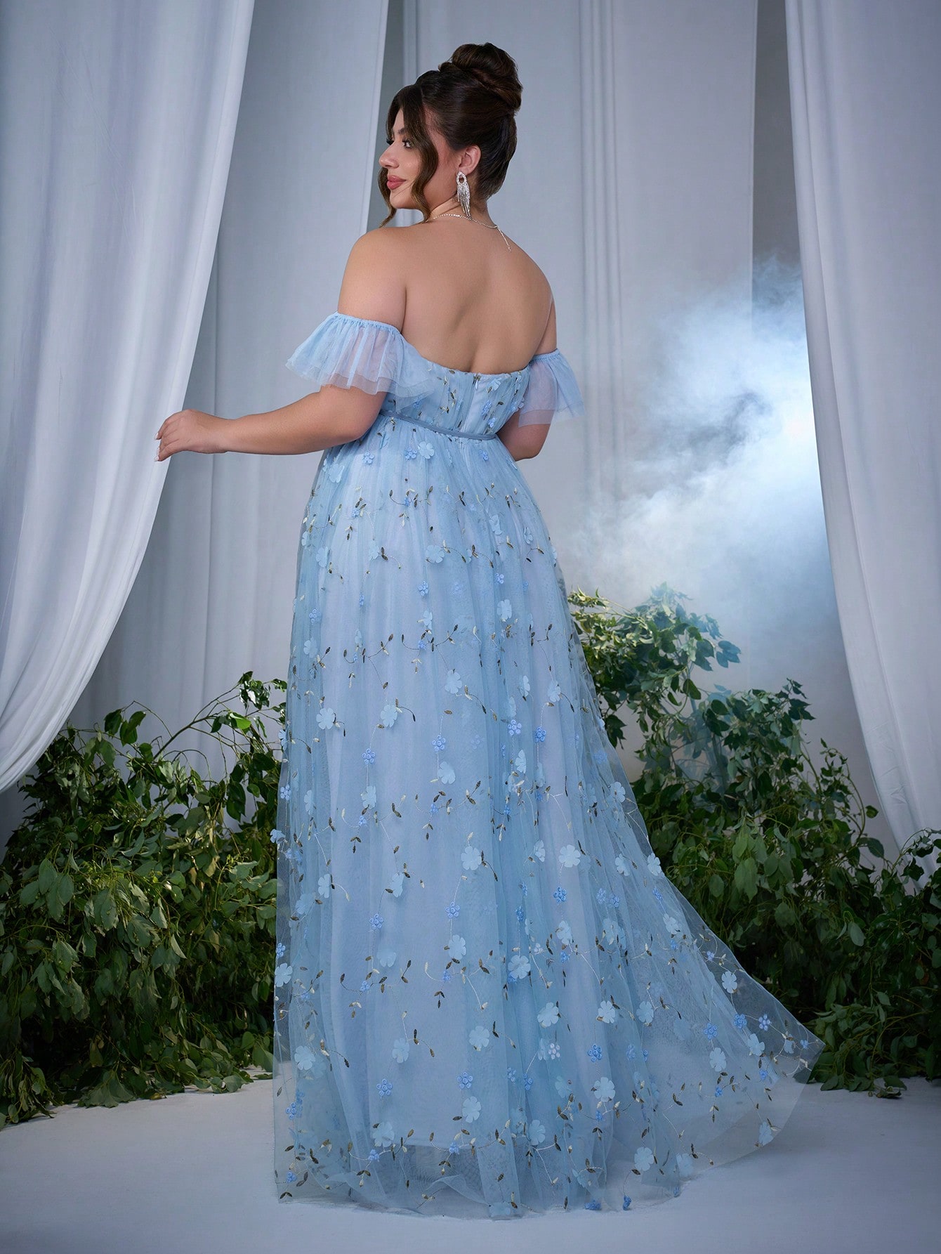 Leely Plus Women's Elegant Off The Shoulder A-line Party Dress