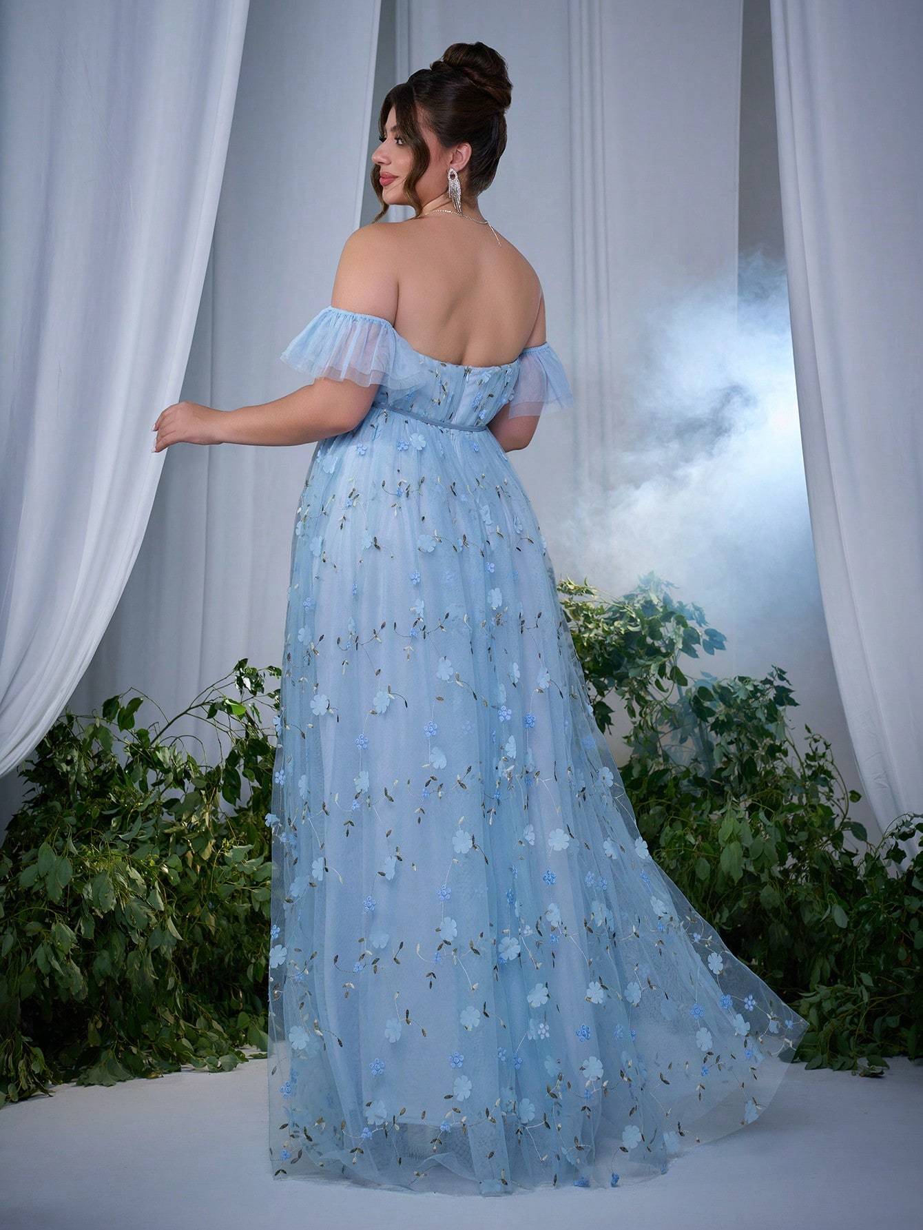 Leely Plus Women's Elegant Off The Shoulder A-line Party Dress