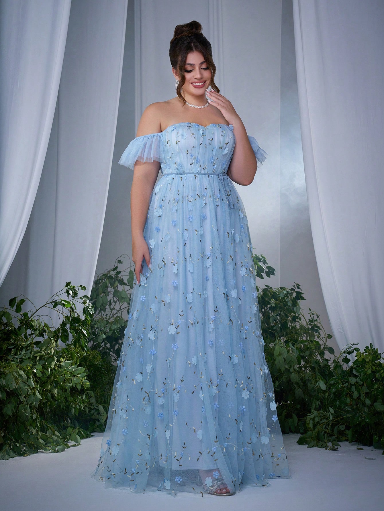 Leely Plus Women's Elegant Off The Shoulder A-line Party Dress