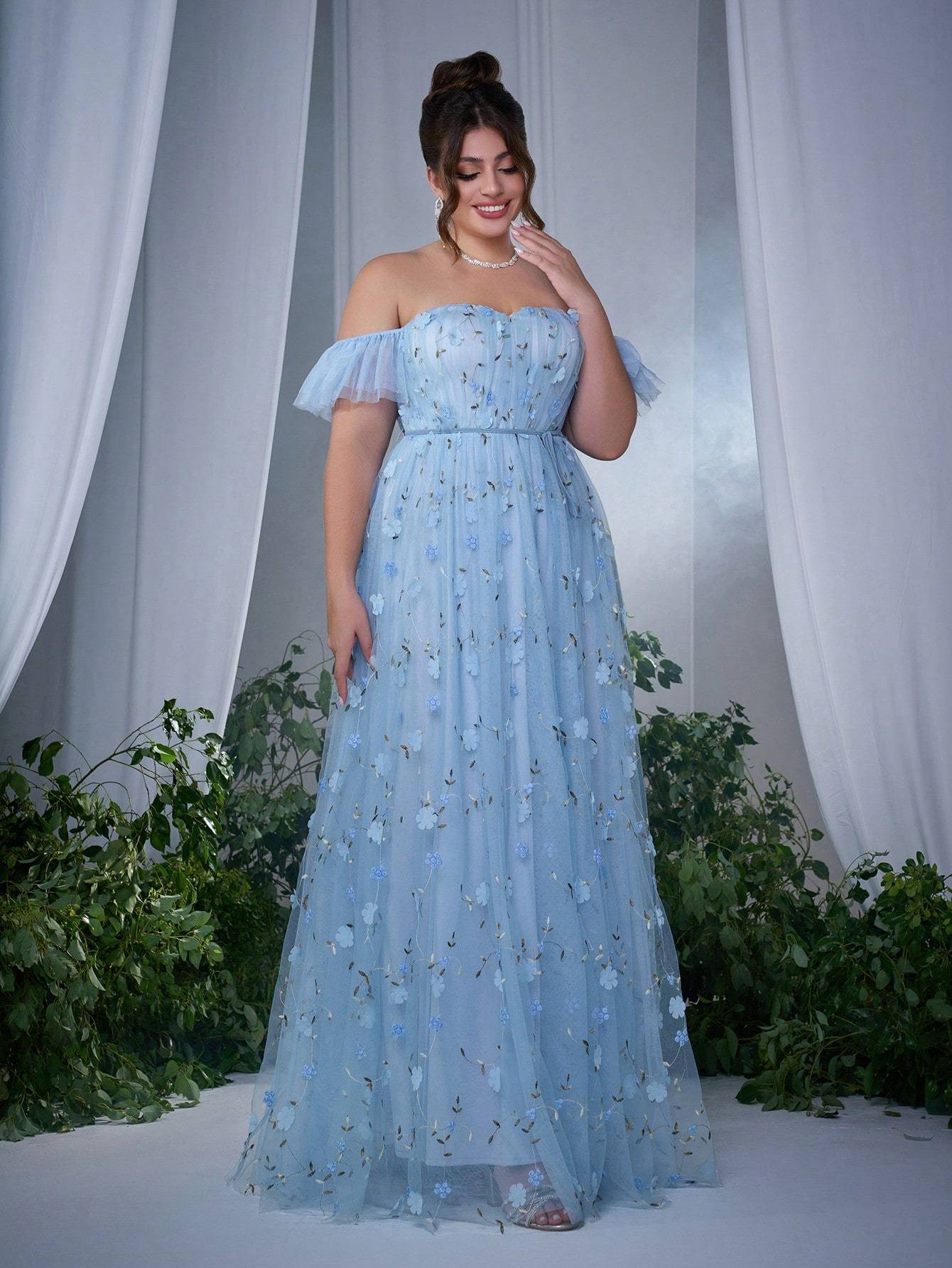 Leely Plus Women's Elegant Off The Shoulder A-line Party Dress
