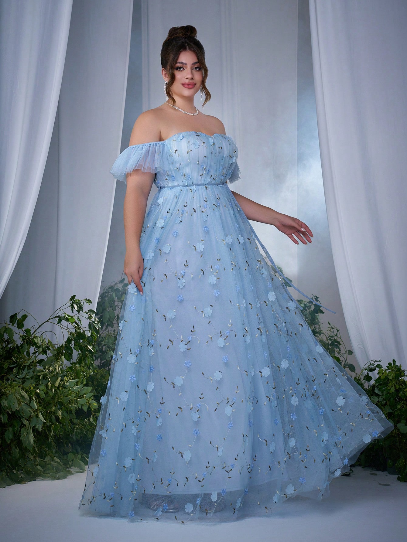 Leely Plus Women's Elegant Off The Shoulder A-line Party Dress