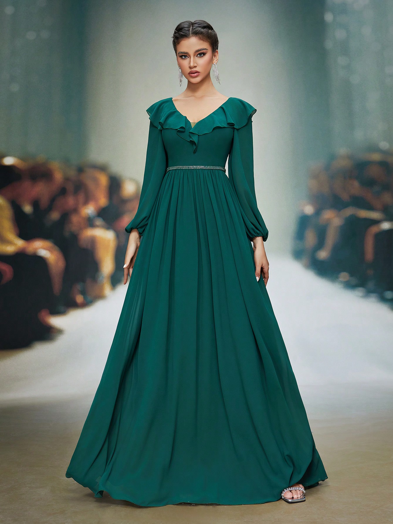 Leely Women's Elegant Sweetheart Cloak Sleeve Lace A-Line Dress