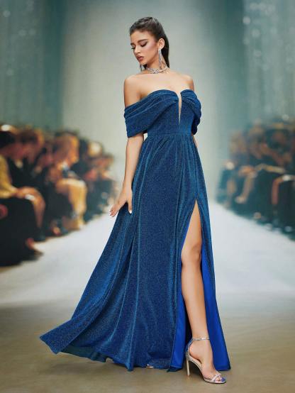Leely Elegant Off The Shoulder Sleeveless Prom Dress