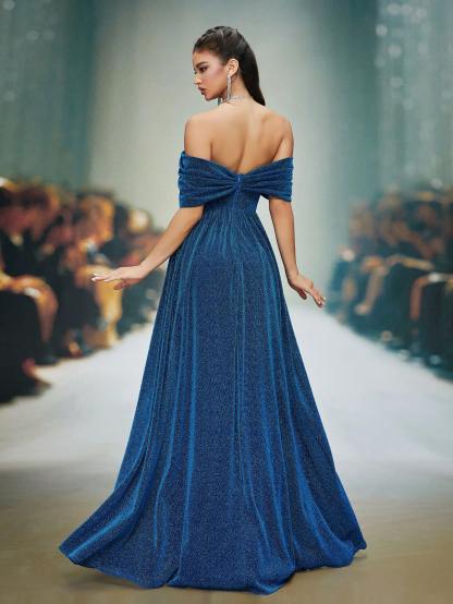 Leely Elegant Off The Shoulder Sleeveless Prom Dress