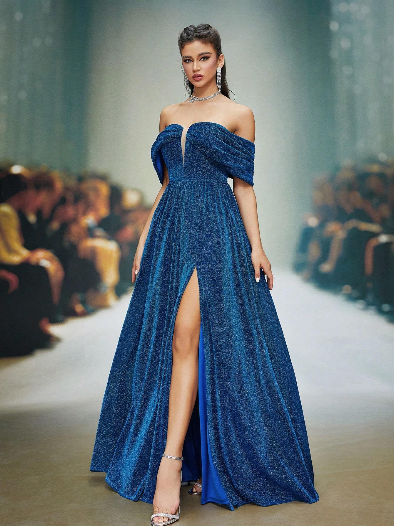 Leely Elegant Off The Shoulder Sleeveless Prom Dress