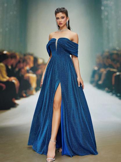 Leely Elegant Off The Shoulder Sleeveless Prom Dress