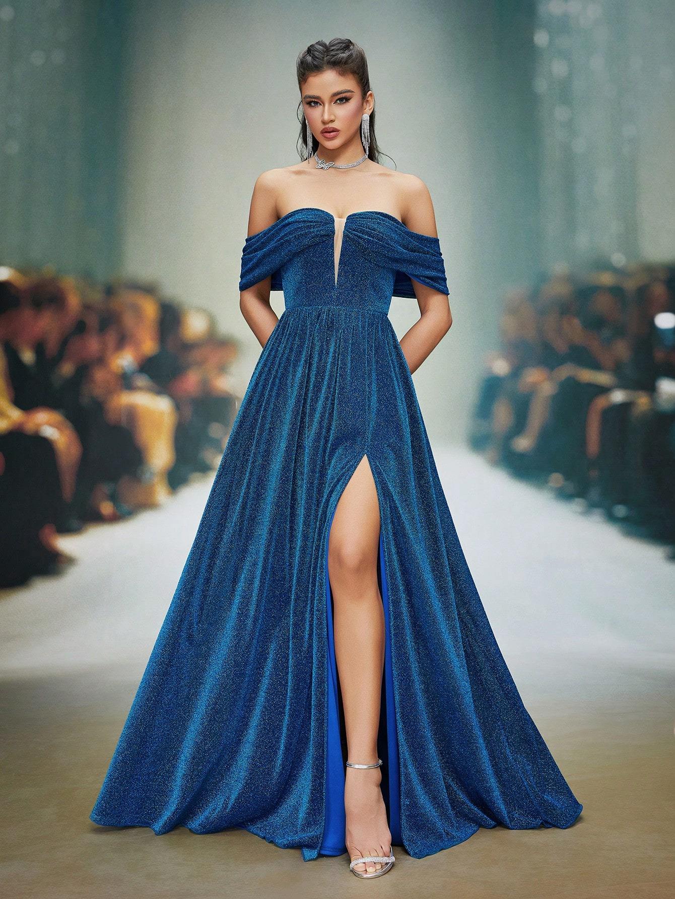 Leely Elegant Off The Shoulder Sleeveless Prom Dress