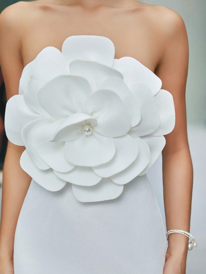 Leely Elegant Strapless Sleeveless Evening Gown