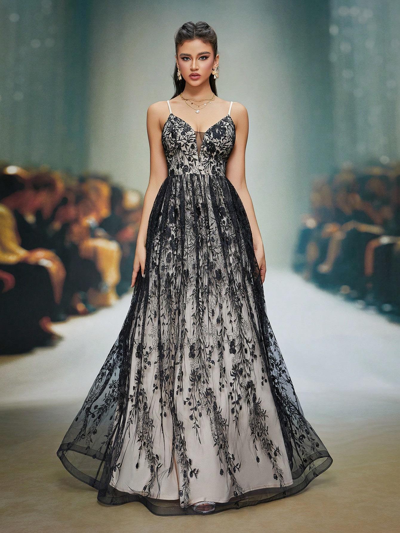 Leely Elegant Spaghetti Straps Sleeveless Party Dress