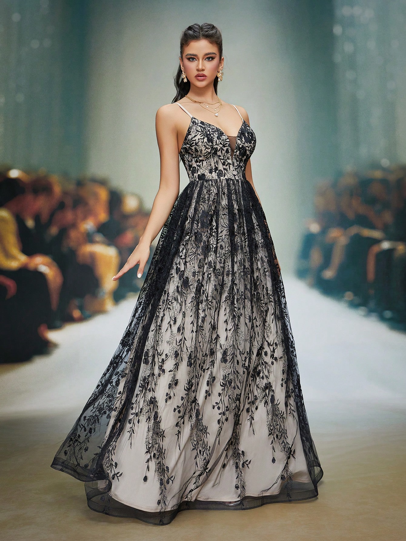 Leely Elegant Spaghetti Straps Sleeveless Party Dress