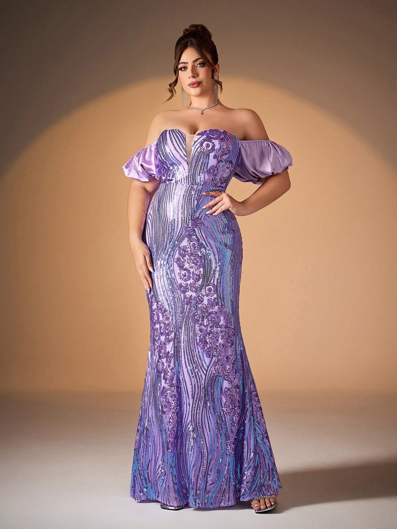 Leely Plus Women's Elegant Off The Shoulder Mermaid Evening Gown