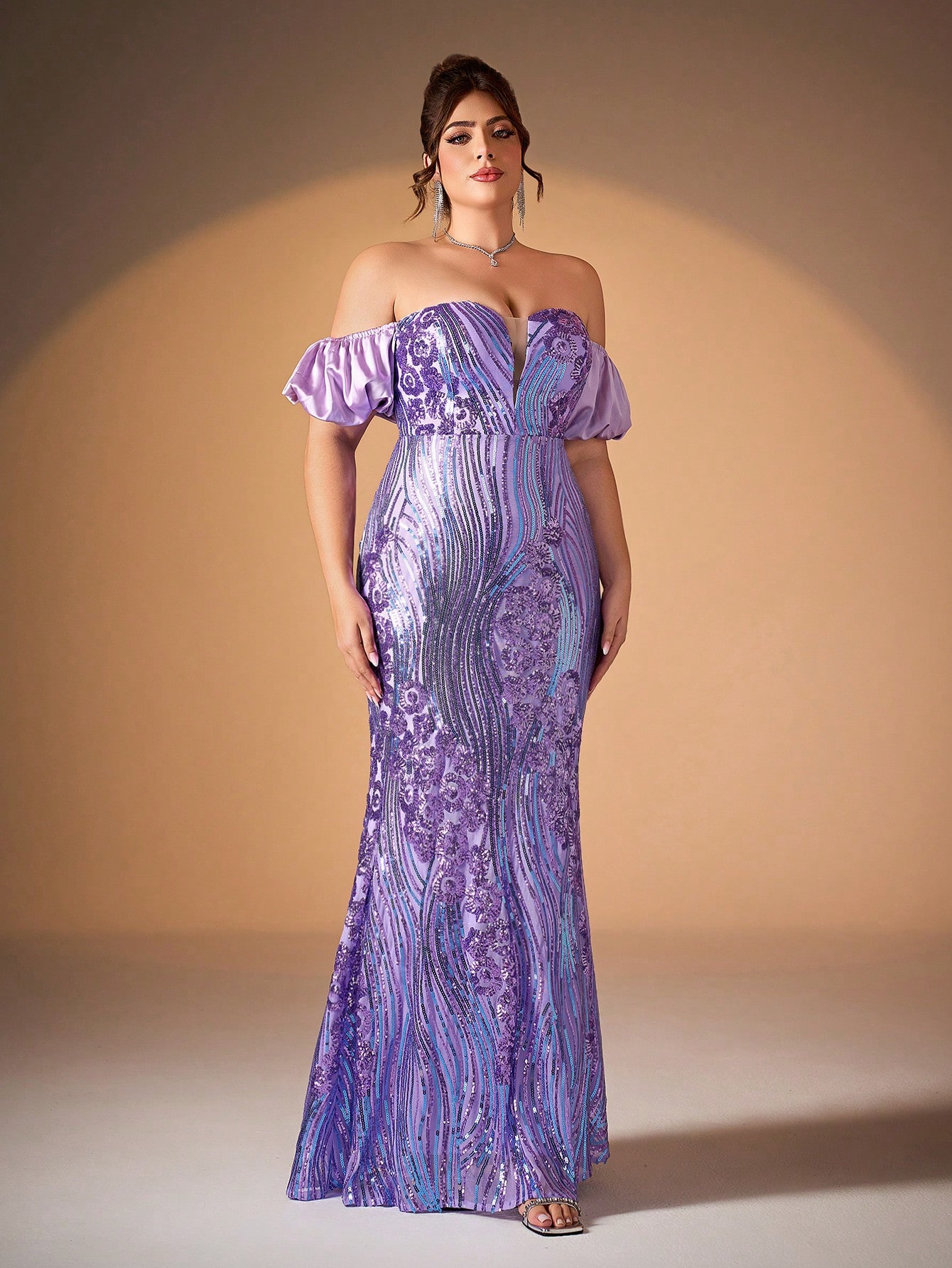 Leely Plus Women's Elegant Off The Shoulder Mermaid Evening Gown