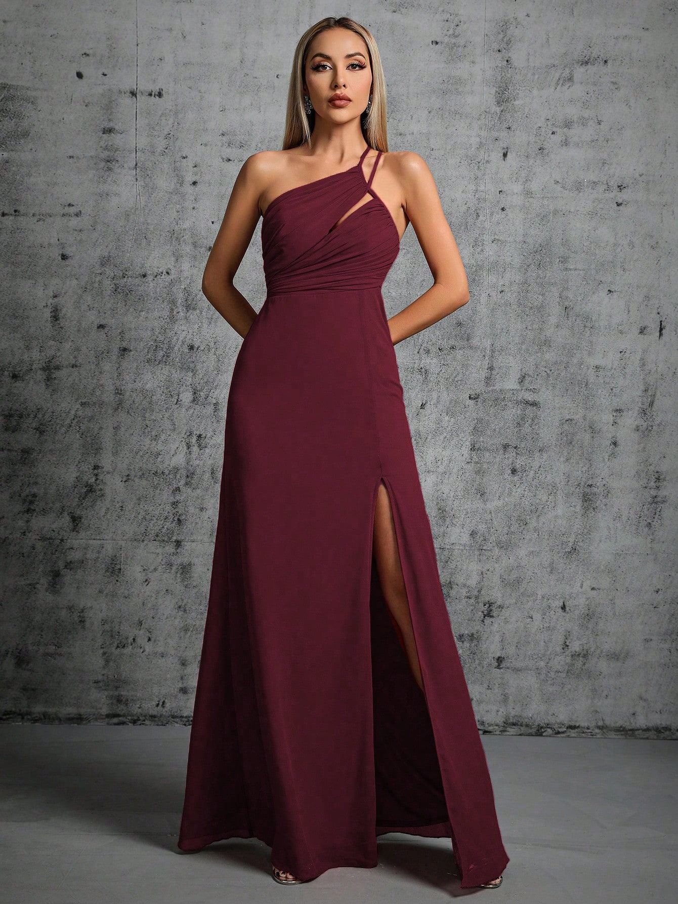 Leely Elegant One Shoulder Sleeveless Evening Gown