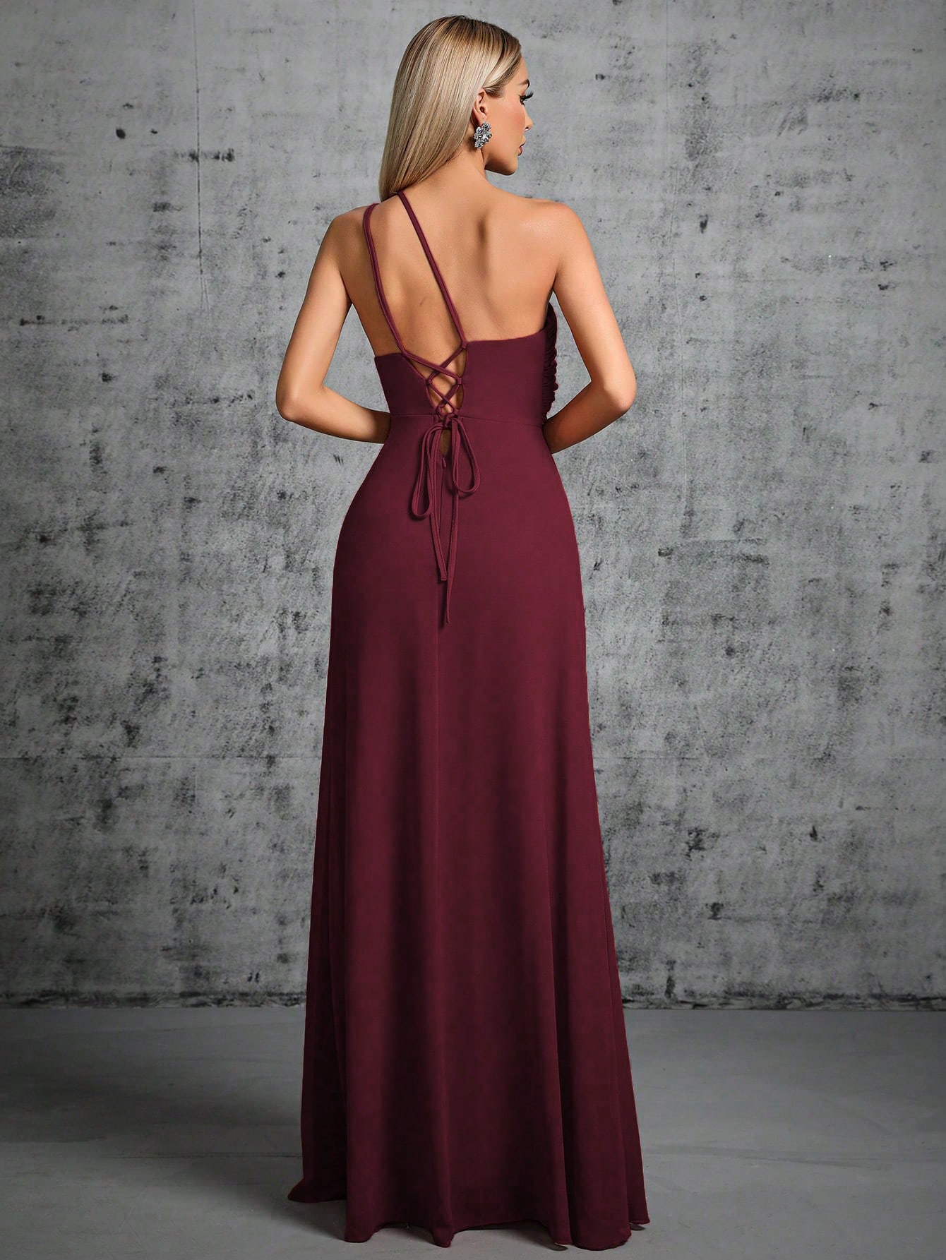 Leely Elegant One Shoulder Sleeveless Evening Gown
