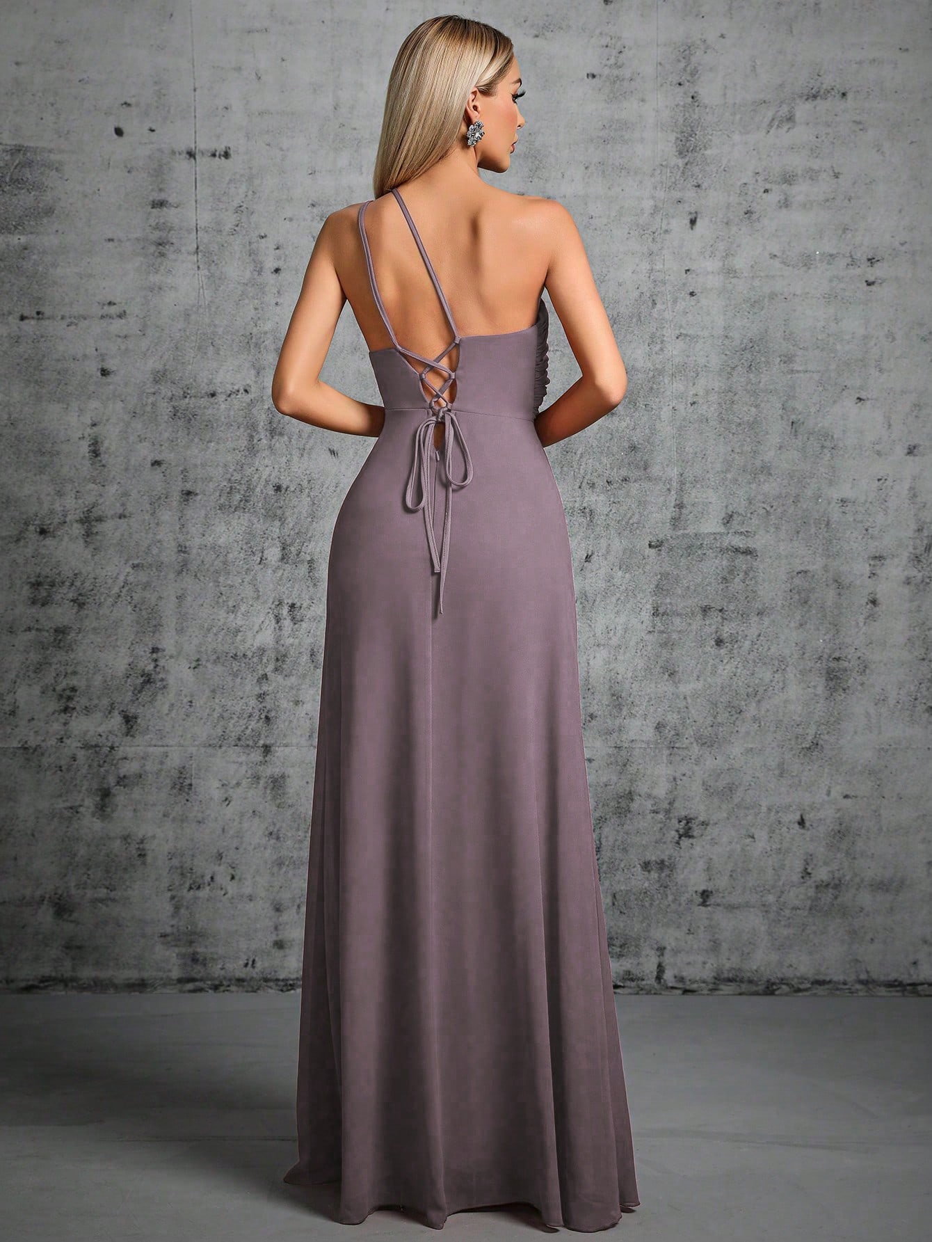 Leely Elegant One Shoulder Sleeveless Evening Gown