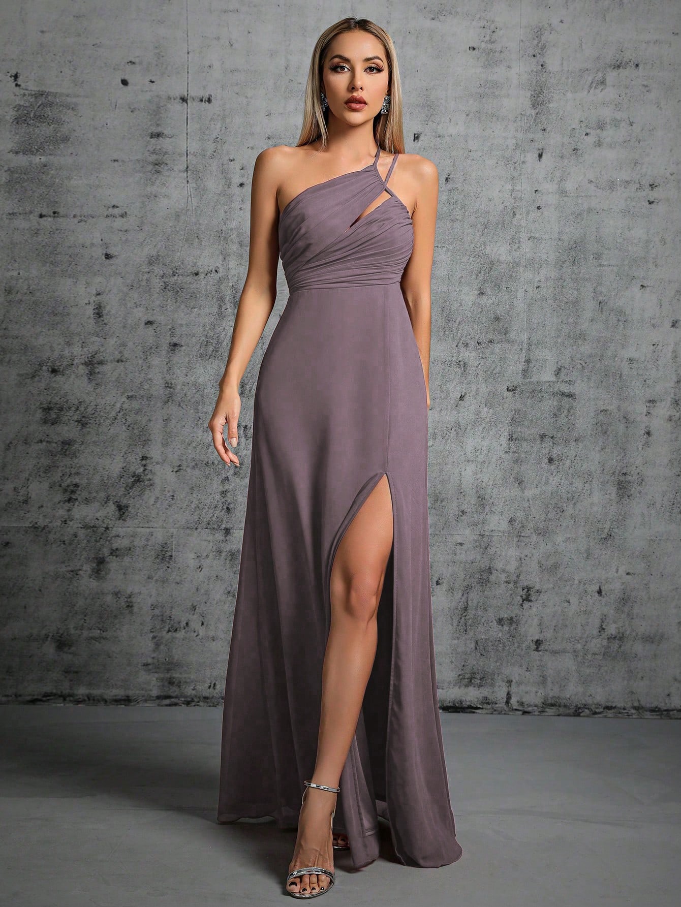 Leely Elegant One Shoulder Sleeveless Evening Gown