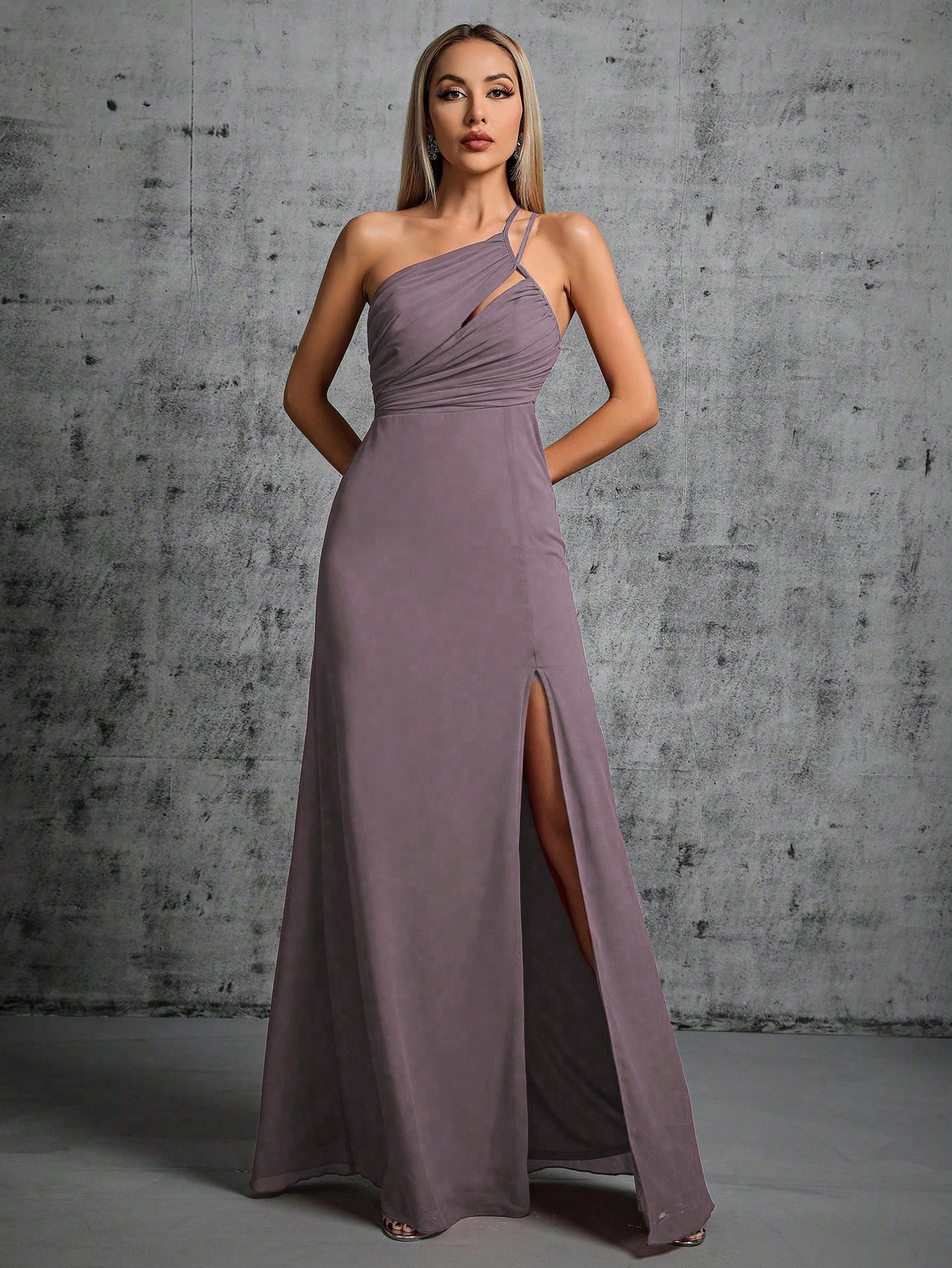 Leely Elegant One Shoulder Sleeveless Evening Gown
