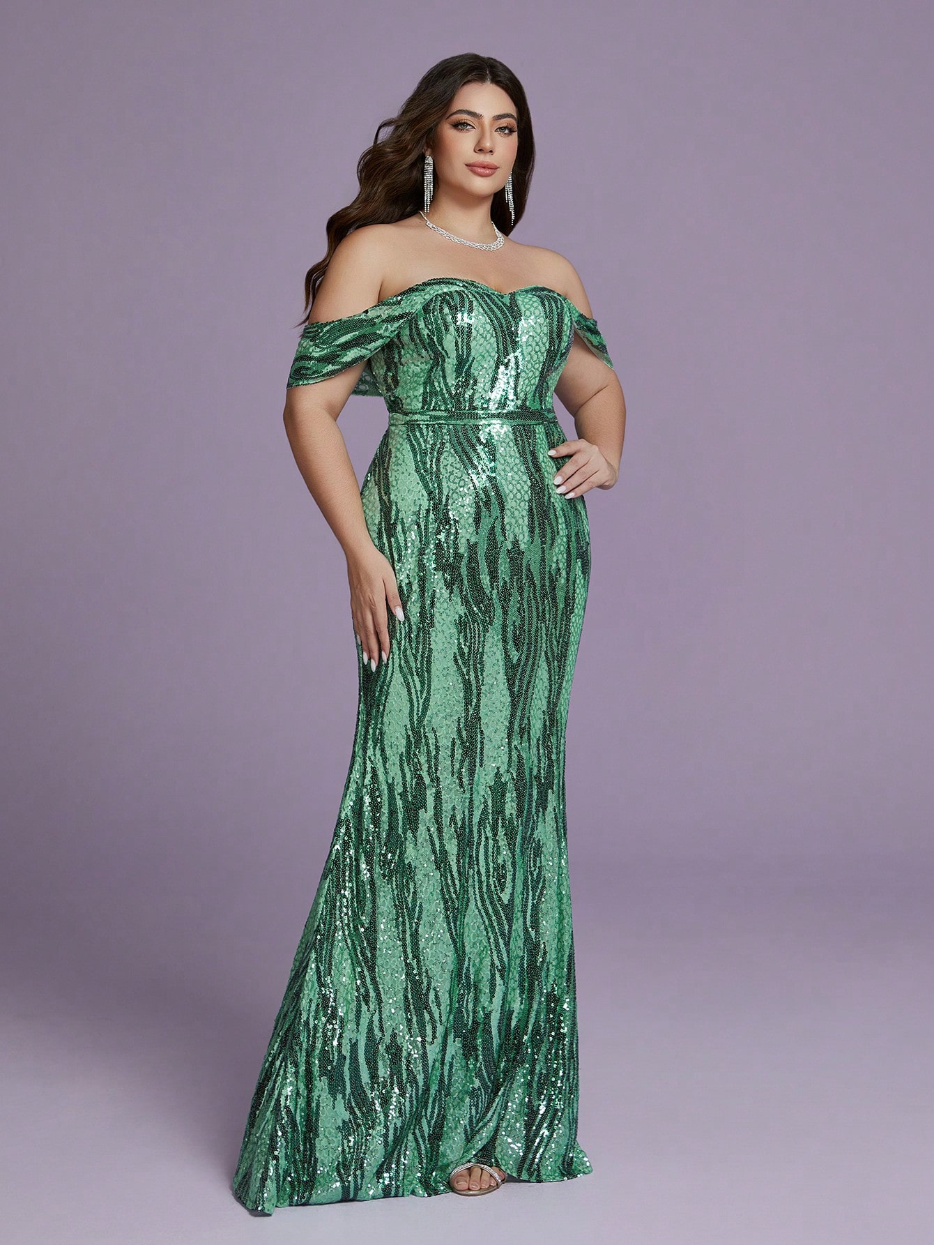 Leely Plus Women's Elegant Off The Shoulder Sleeveless Party Dresses