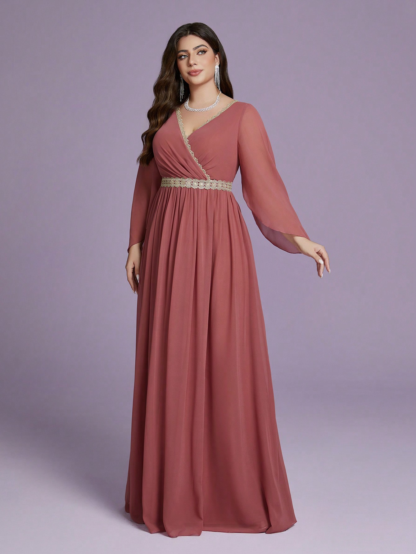 Leely Women's Elegant Sweetheart Cloak Sleeve Lace A-Line Dress