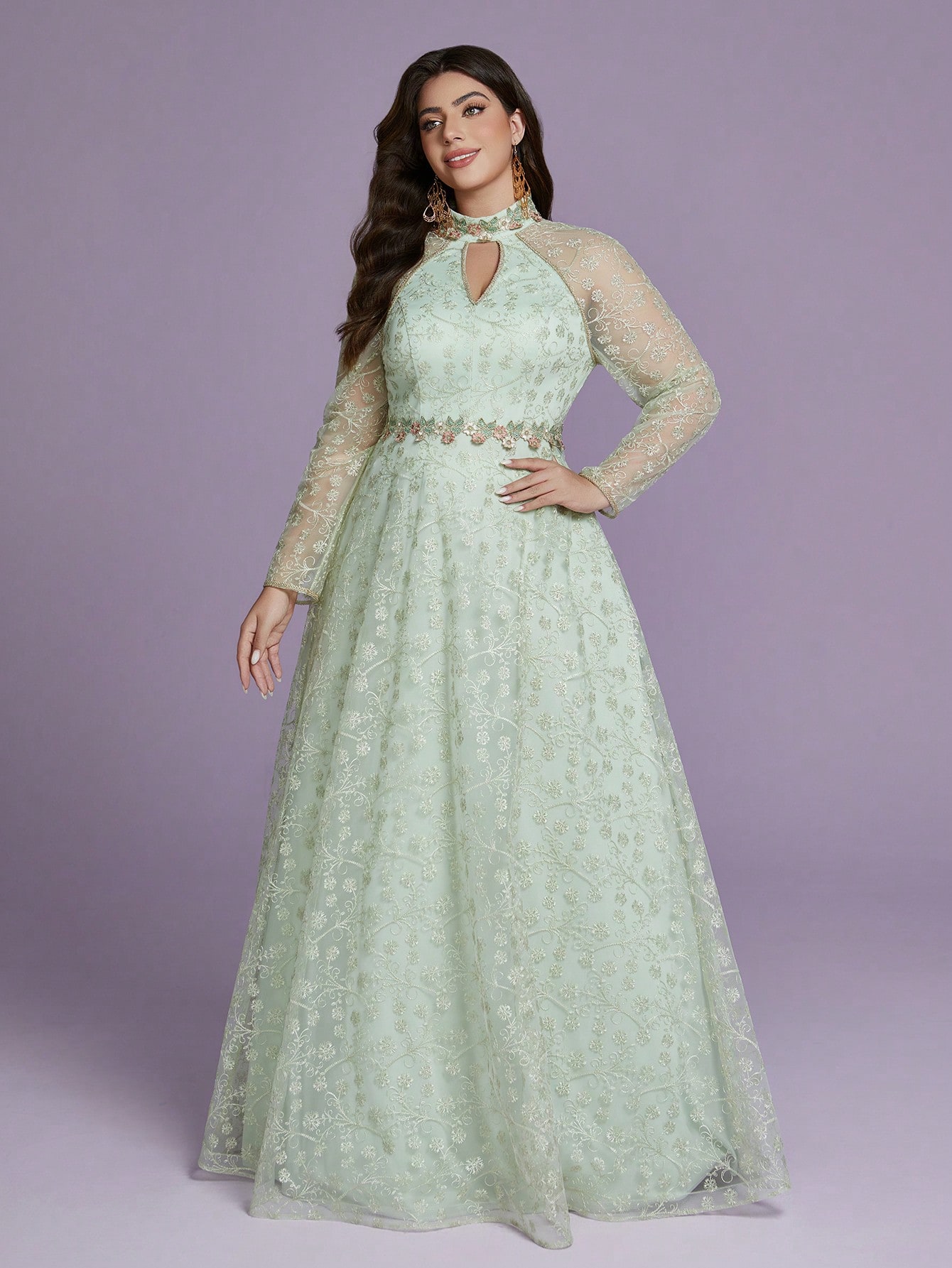 Leely Women's Elegant Sweetheart Cloak Sleeve Lace A-Line Dress