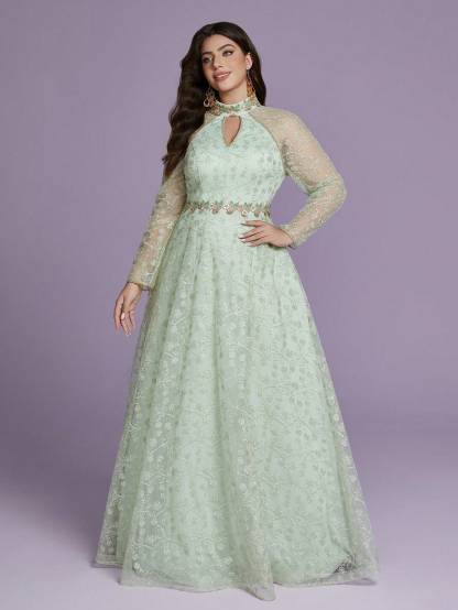Leely Women's Elegant Sweetheart Cloak Sleeve Lace A-Line Dress