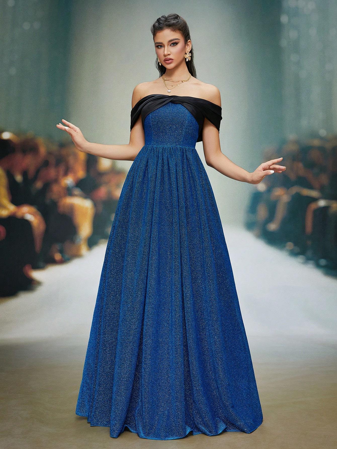Leely Elegant Off The Shoulder Sleeveless Prom Dress