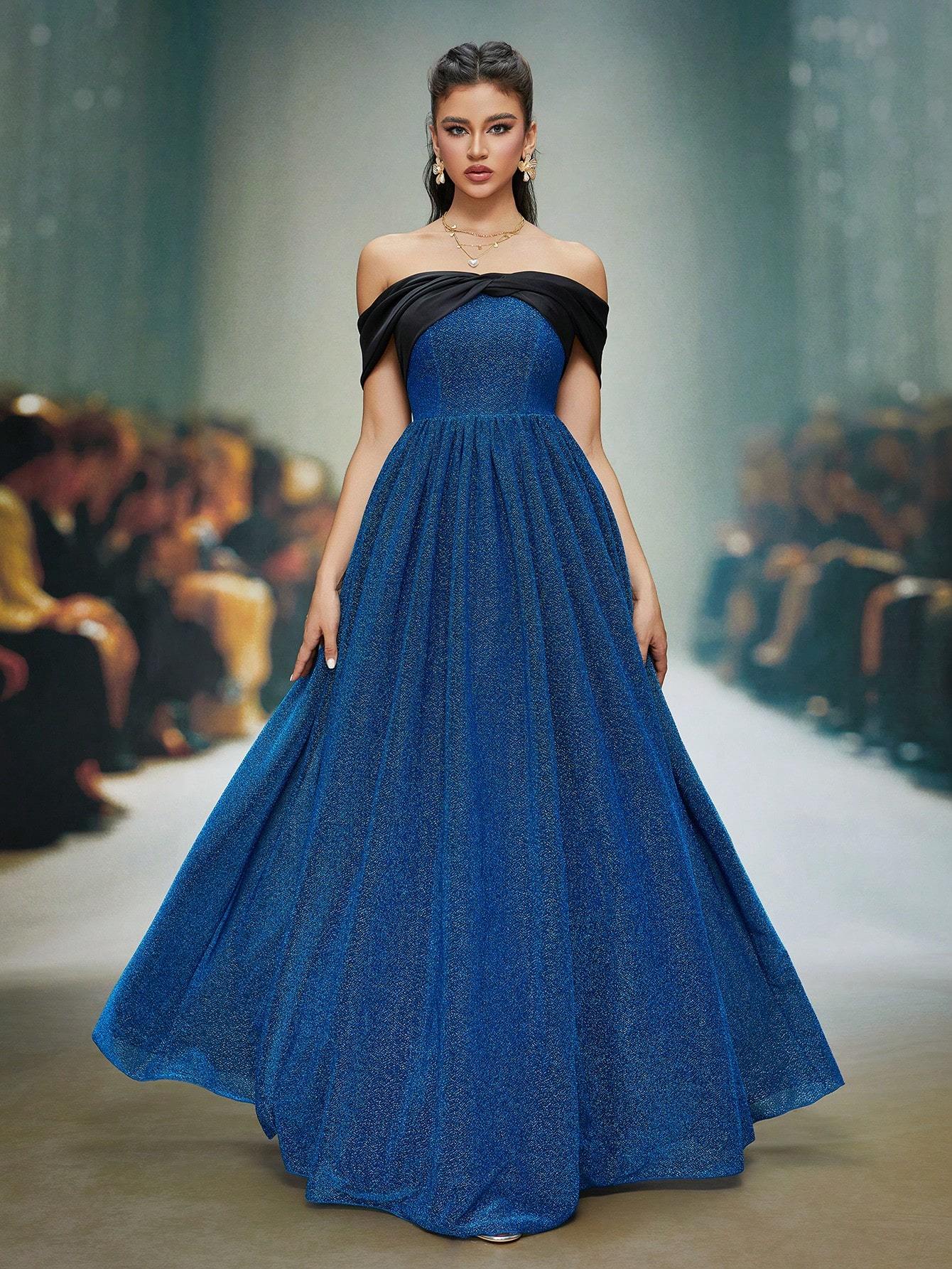 Leely Elegant Off The Shoulder Sleeveless Prom Dress